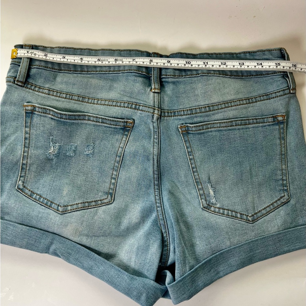 Celebrity Pink Distressed Light Blue Rolled-Hem Denim Shorts - Picture 5 of 6